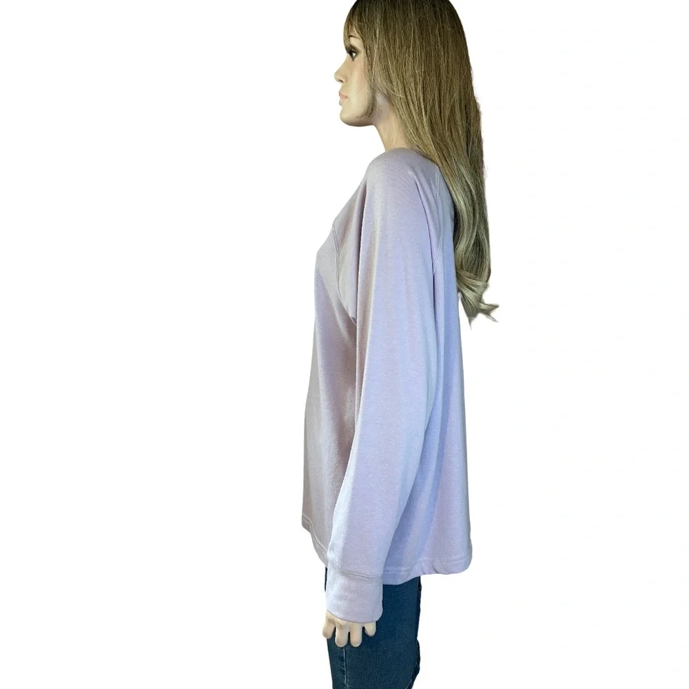 Champion Sweatshirt Top Pullover Sweater Lilac ¼ Zip Front Long Sleeve Branded - Picture 2 of 12